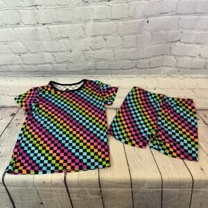 George Hats Checker Pattern Bamboo Short Set